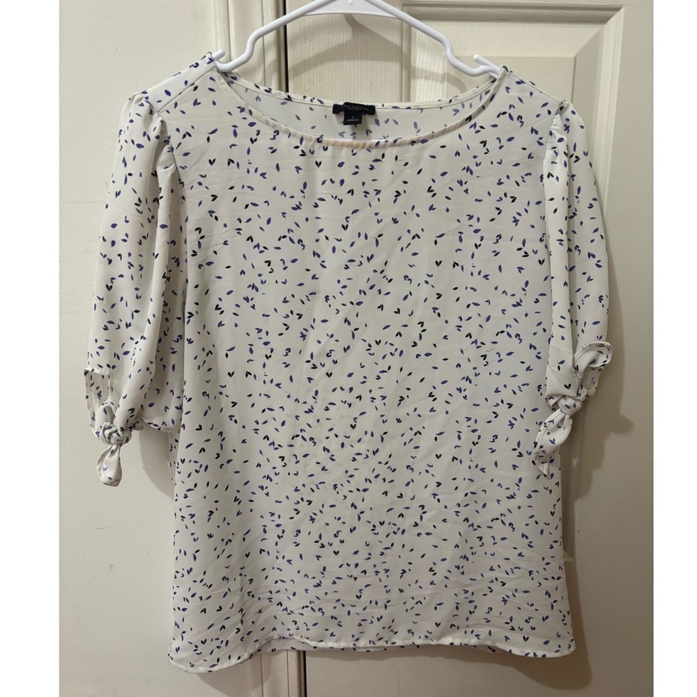 White Chiffon Ann Taylor Printed Top